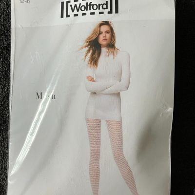 Wonderful Wolford MESH Net Tights White L Large XL Extra Large